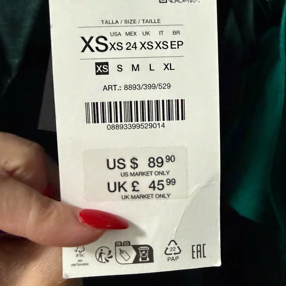 Zara Satin Emerald Green Feather Cuff Mini Dress - Picture 4 of 6